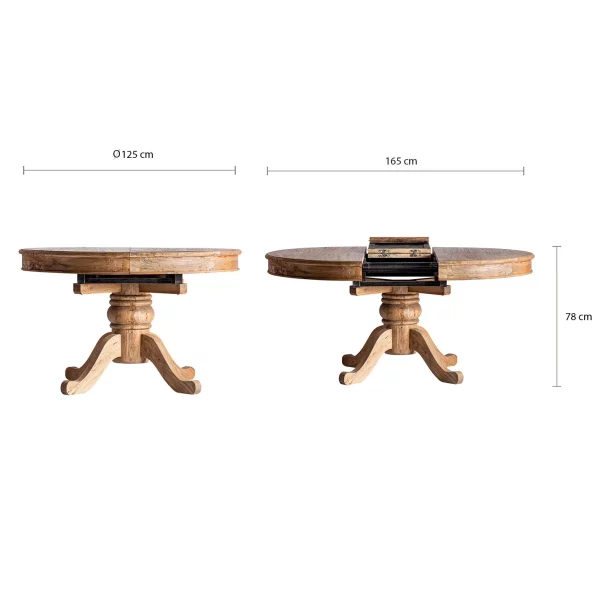 Teak Reclaimed Round Extending Table - Image 5