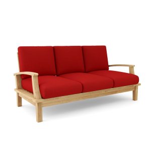 Luxury Barcelona Teak Deep Seating Bench 3 Seater