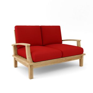 Luxury Barcelona Teak Deep Seating Bench 2 Seater