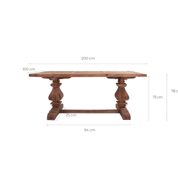 Teak Reclaimed Rectangular Extending Table - Image 4