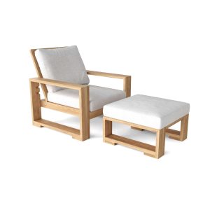 Siena Teak Deep Seating Arm Chair And Stool Ottoman