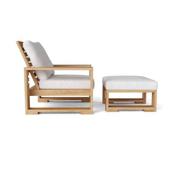 Siena Teak Deep Seating Arm Chair And Stool Ottoman - Image 2