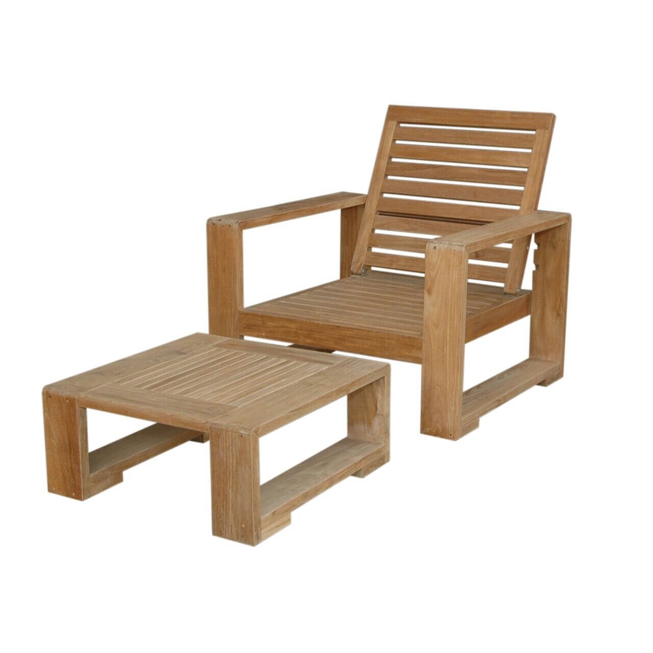 Siena Teak Deep Seating Arm Chair And Stool Ottoman - Image 3